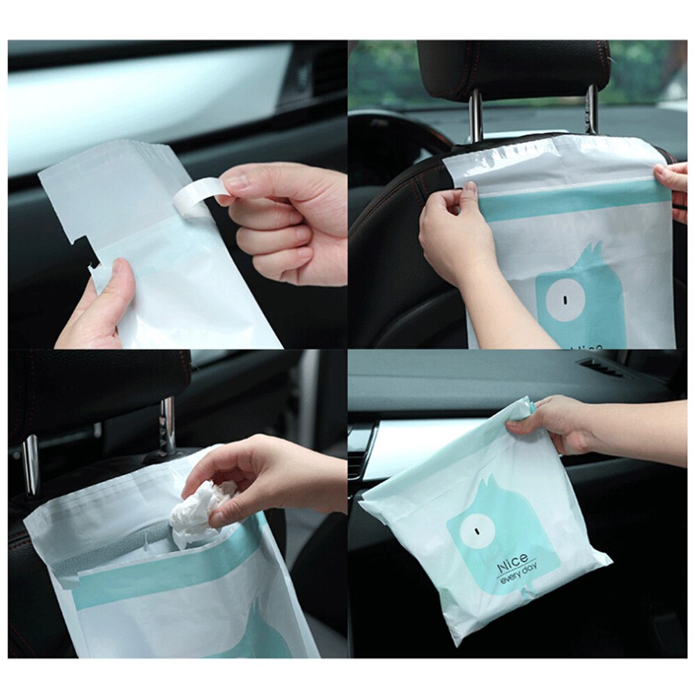 15pcs Car Trash bag Disposable Self-Adhesive Car Biodegradable Trash Rubbish Holder Garbage Storage Bag Vomit Bags Car Trash bin