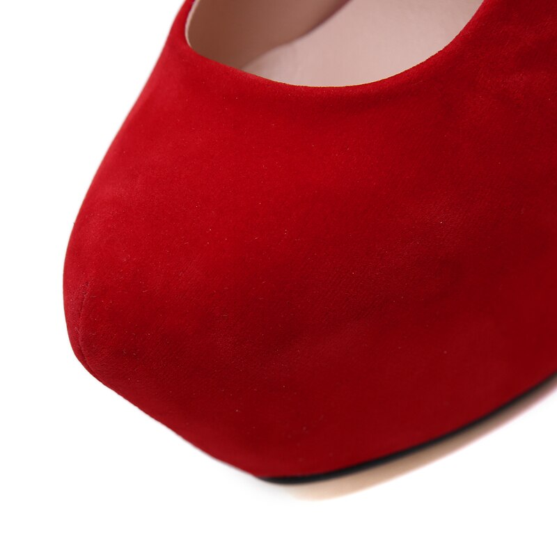 16cm Heel Ladies Pumps Red High Heel Shoes Strange Heel Platform Shoes Women Shoes Pumps Black Round Toe High Heels