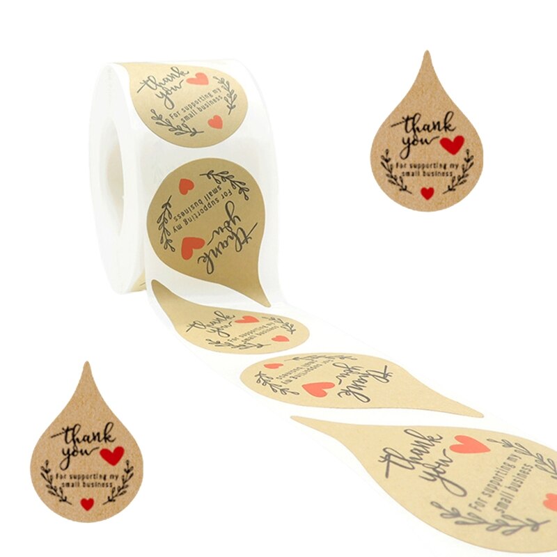 Water Shape "Thank you" Christmas Label Stickers Craft Stationery Adhesive Sealing Baking Paper Decals Label Home