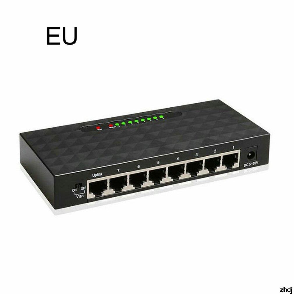 8 Port Gigabit Switcher Ethernet Smart High Performance 1000Mbps Ethernet Network Switcher RJ45 Hub Injector: EU
