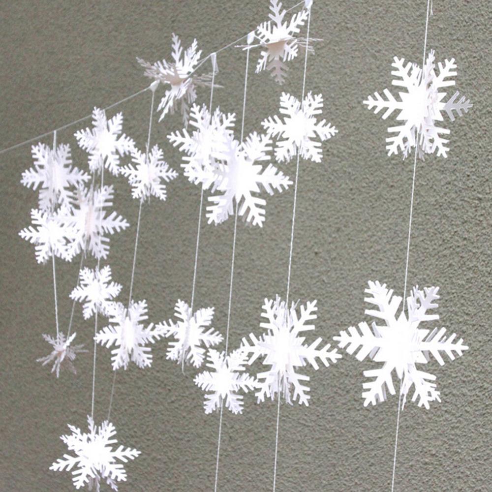 3M Zilveren Sneeuwvlok Vorm Papier Guirlande Kerst Scène Nieuwjaar Decor Frozen Feestartikelen Bruiloft Decoratie: 3M Snowflake Paper