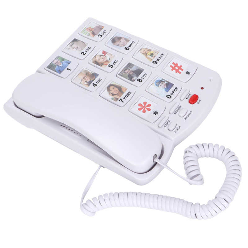 Big Button Corded Phone Mute Function Replaceable Pictures Big Button Telephone for Seniors Big Button Landline Telephone