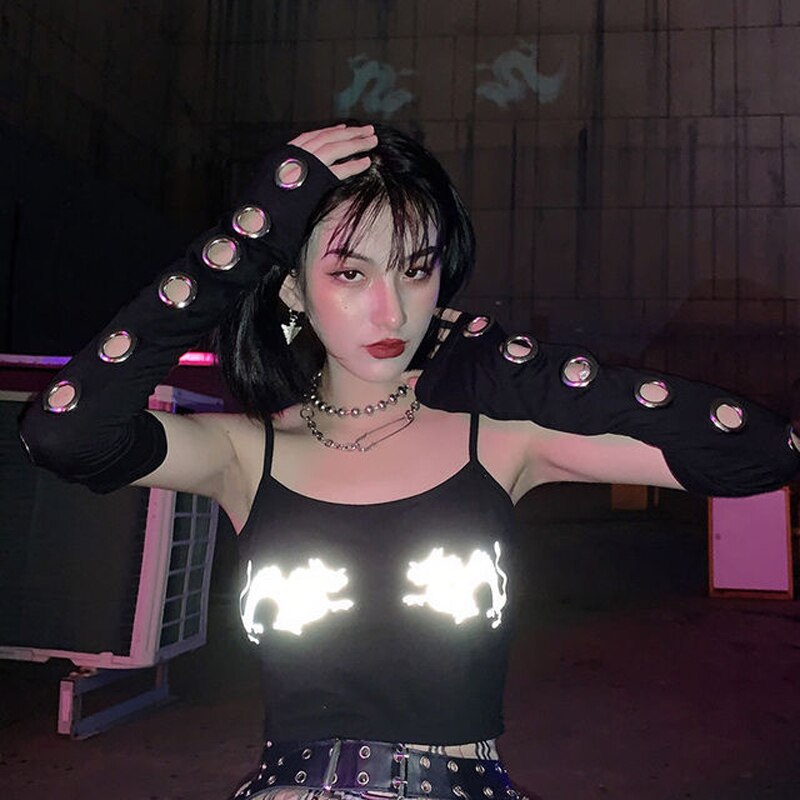 Harajuku Punk Gothic Eyelet Arm Warmer Black Arm Sleeve Men Women Sport Outdoor Elbow Length Cuff Sleeves Cool Oversleeve