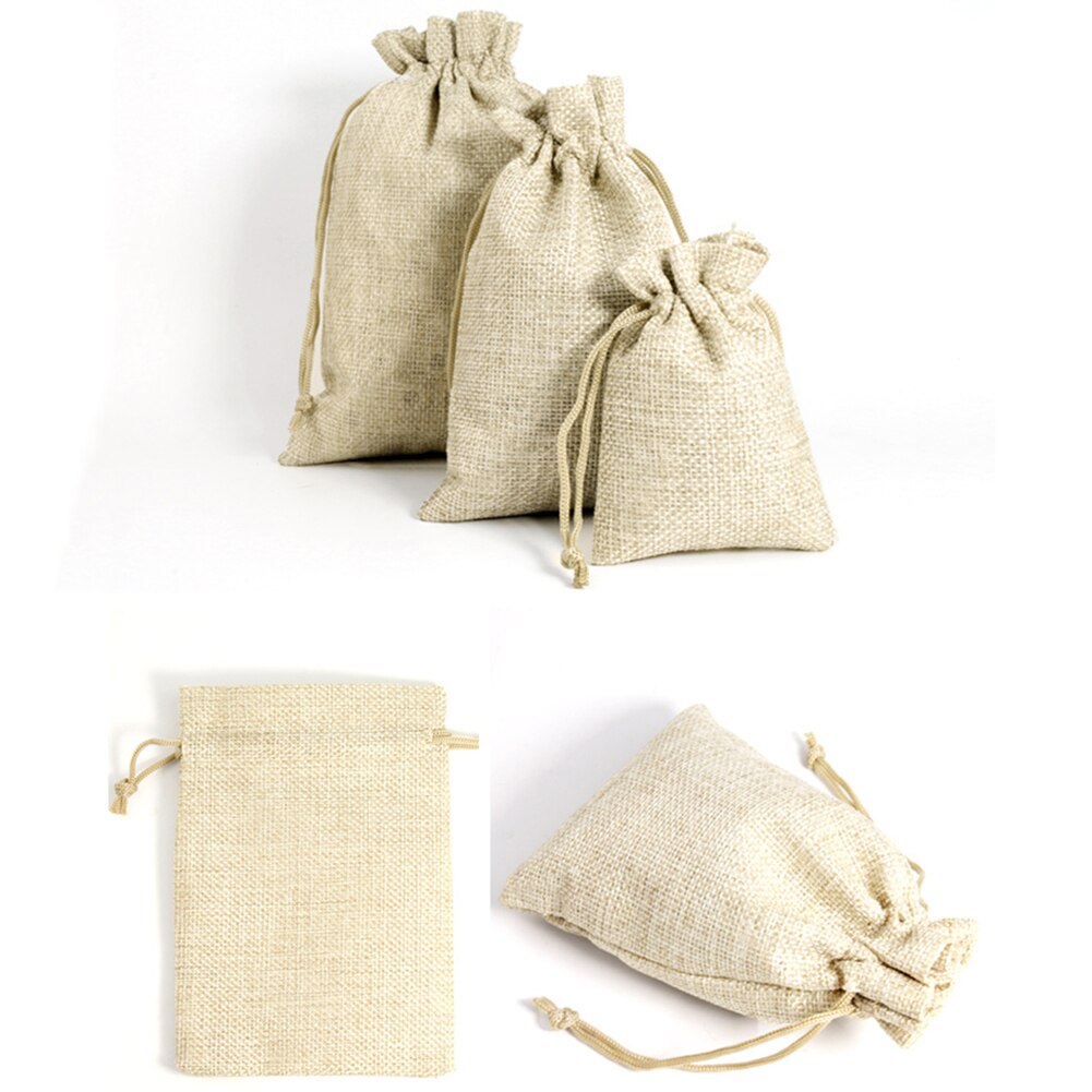 Price Natural Resuable Jute Linen Drawstring Pouch Packaging Bag Logo Printed Jewelry Christmas Bag