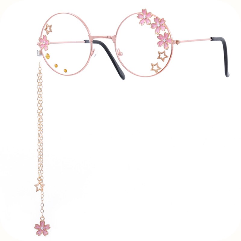 Lolita-gafas con forma de estrella de flor de cerezo, juego de Hermanas suaves japonesas, gafas decorativas con corazón para adolescentes