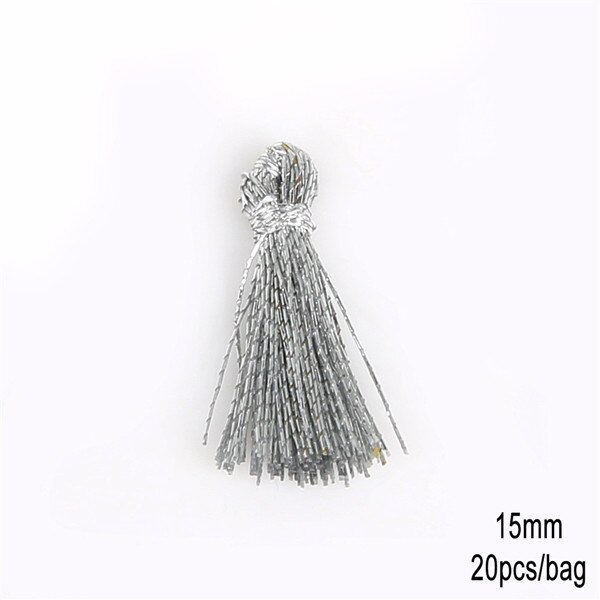15mm 20 st / parti 6 färger metalliska tofsar små nyckel tofsar för diy smycken gör charmar för halsband och armband: Flisa