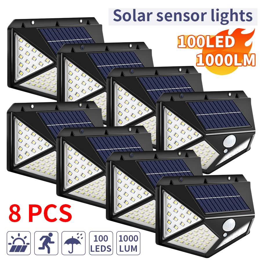 Solcellelampe utendørs hagelys bevegelsessensor solcellelampe vanntett sollysdrevne solcellelamper led-spotlight for hage