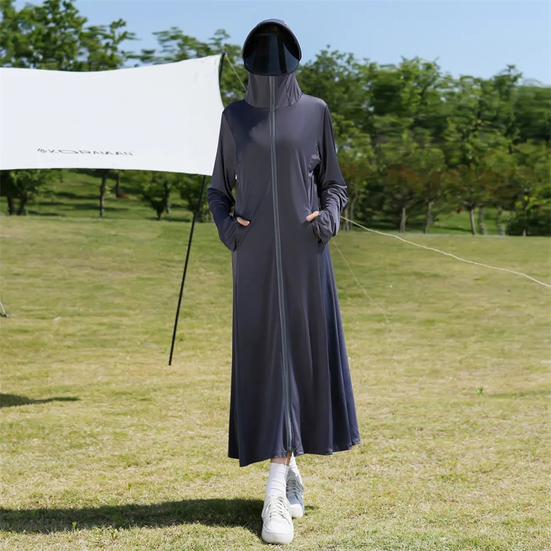 have Lens Sun Protection Clothing Womens Long Summer Full Body Anti UV Ice Silk Breathable Thin Loose Long Sleeved Jacket Pink: Dark Grey