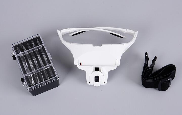 1.0X 1.5X 2.0X 2.5X 3.5X Verstelbare 5 Lens Loep Led Light Hoofdband Vergrootglas Glas Led Vergrootglazen Met Lamp
