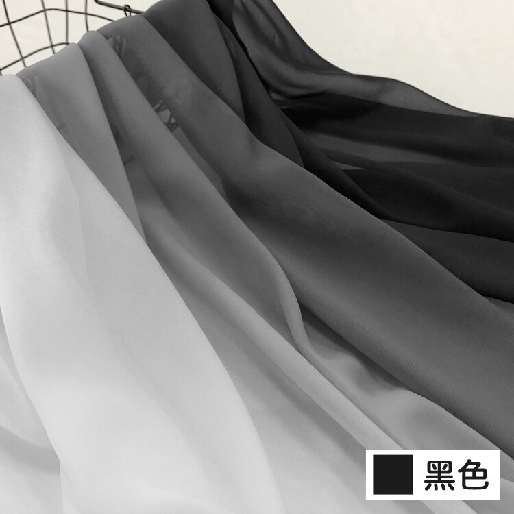 Tela de chifón suave para vestido de actuación en escenario, falda fina de 59 pulgadas de ancho, Material de bufanda Hanfu: Black