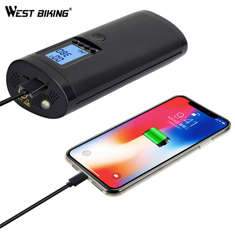 WEST RADFAHREN Fahrrad Pumpe Smart Fahrrad Elektrische Pumpe Schrader Presta Bike Inflator Wiederaufladbare für Telefon Road MTB Motorrad Pumpe