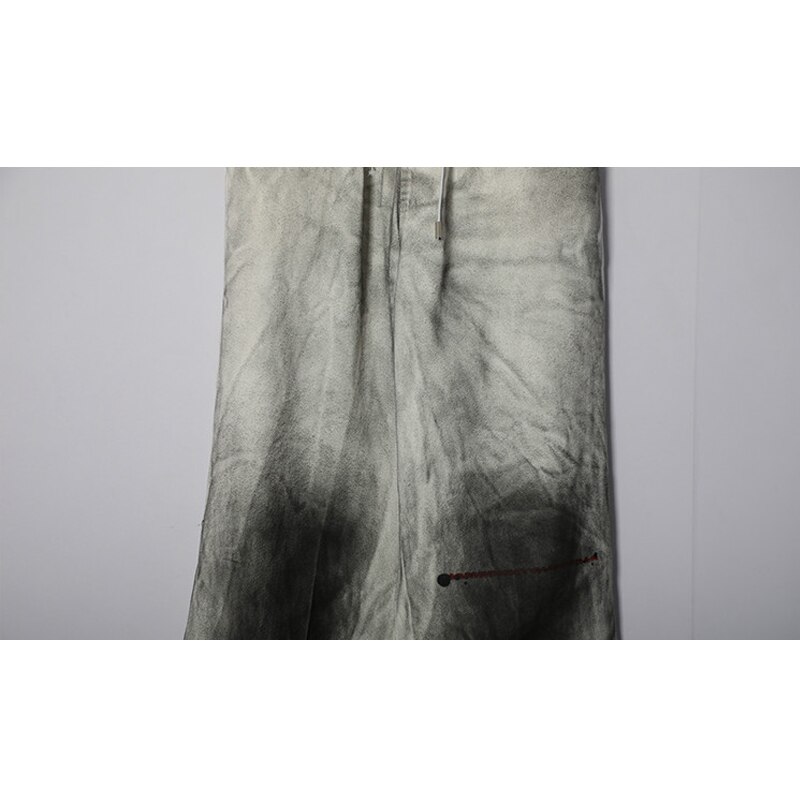 Mænd vintage graffiti printet denim bukser elastisk talje løse lige jeans bukser hip hop streetwear casual joggers jean bukser