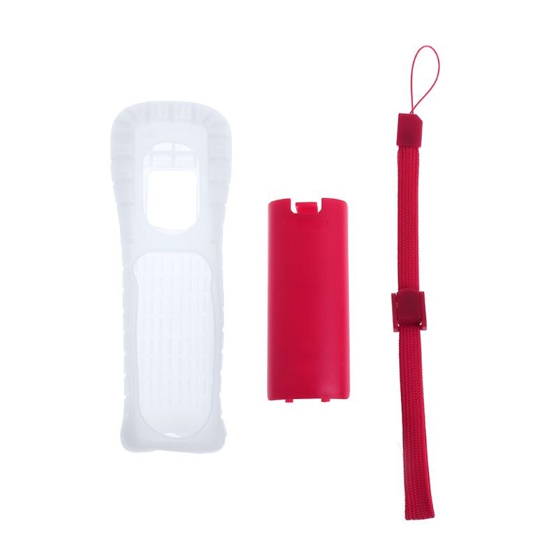Funda protectora de silicona, carcasa trasera para batería, correa de mano, Kit de repuesto para Nintendo WII mando a distancia