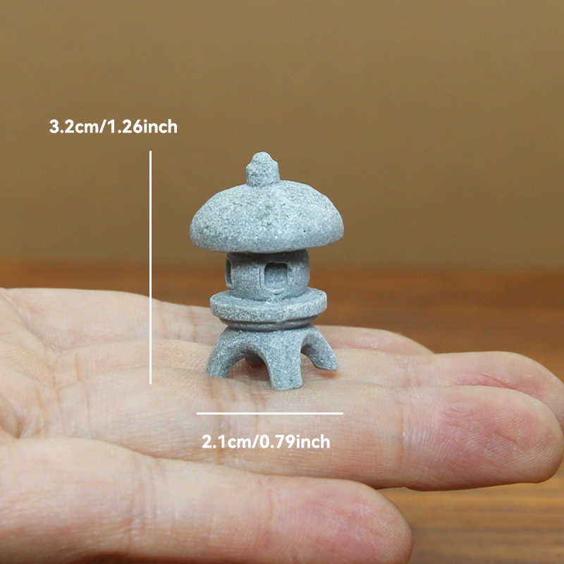 Torre de piedra de arena en miniatura Zen Vintage, adornos de pabellón, figuras de farol, bonsái de jardín japonés, decoración del hogar: Caqui oscuro