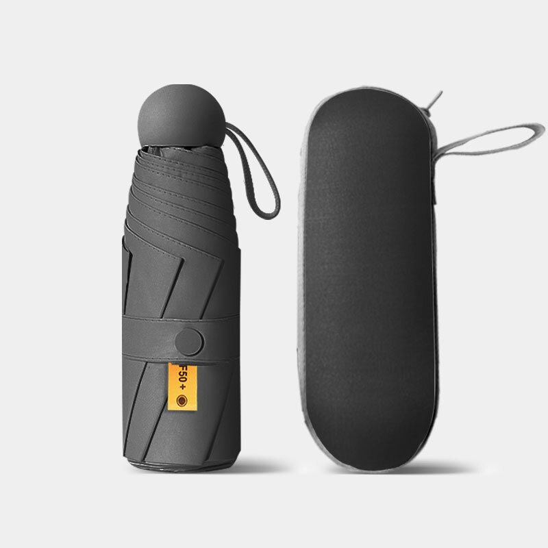 Mini Five-fold Ultra-light Compact Portable Capsule Sun Umbrella Female Sunscreen UV Protection Sunshade Umbrella Dual-use: black