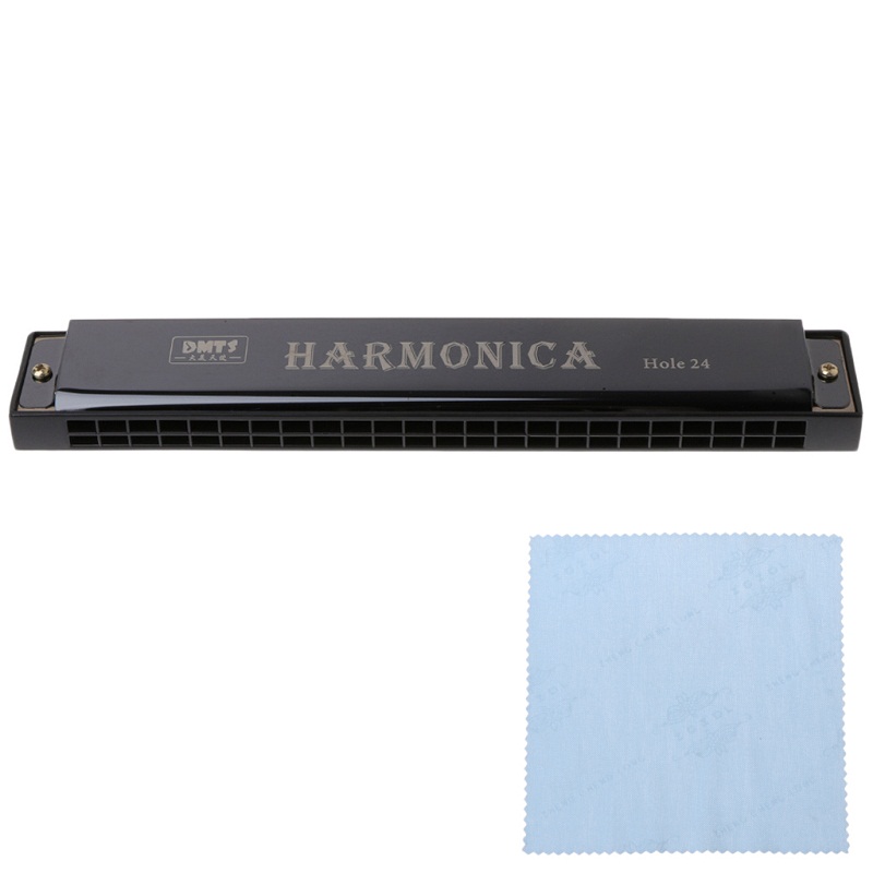 Professionele 24 Hole Harmonica Sleutel van C Mond Metalen Orgel voor Beginners: Black