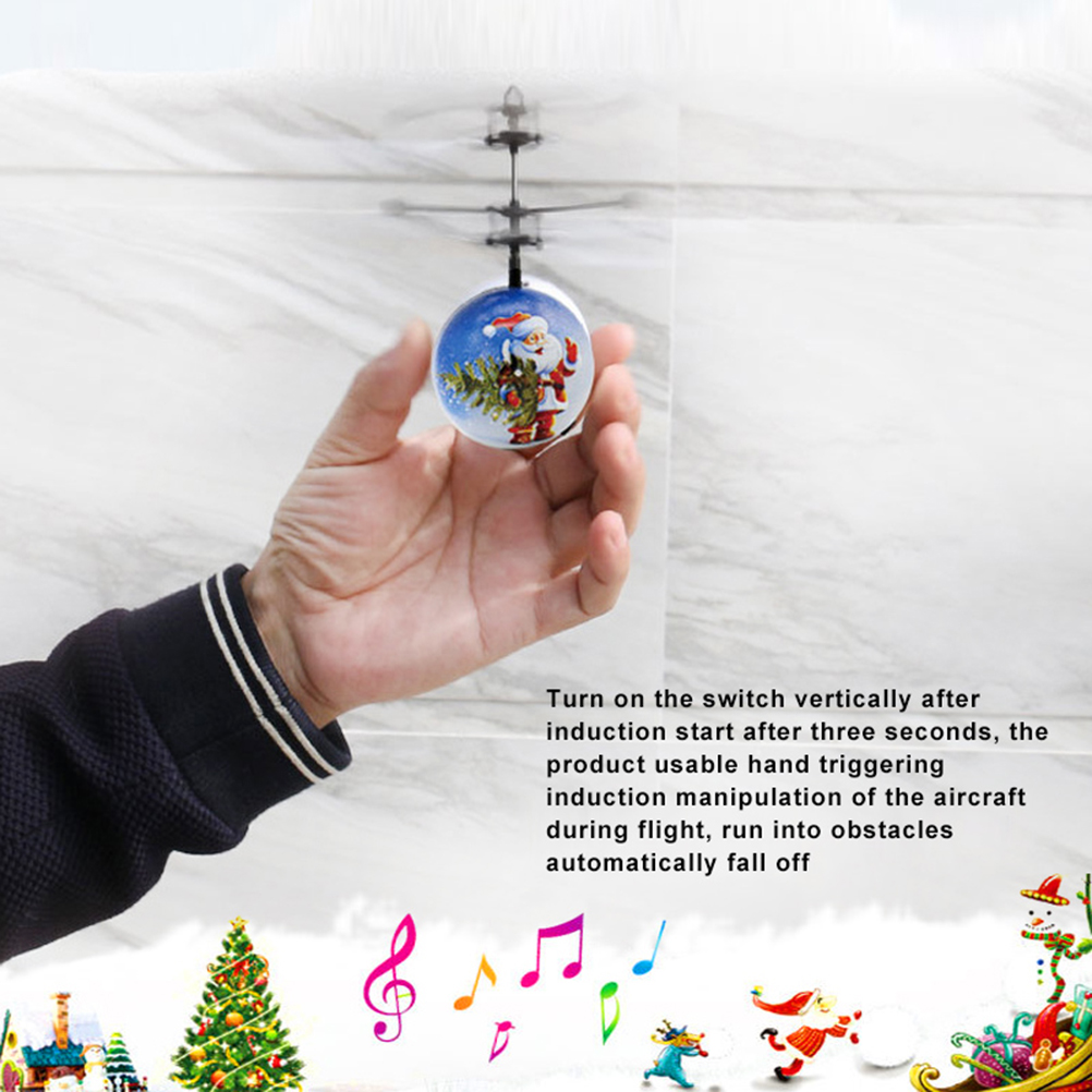 1 Babbo natale Induzione Galleggiante Musica Aereo Giocattolo di Musica Elicottero Induzione Palla Appesa A Mano di Volo del Giocattolo del Regalo Dei Bambini