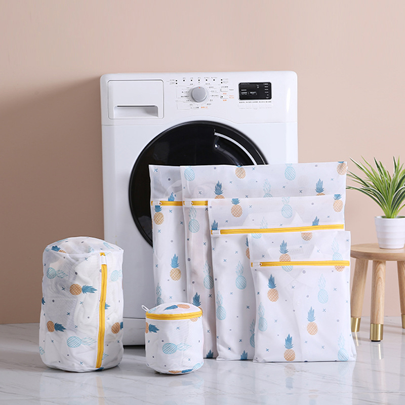 Laundry Bag Printing Zippered Mesh Polyester Washing Net Bag For Underwear Sock Washing Machine Pouch Clothes Bra Bags