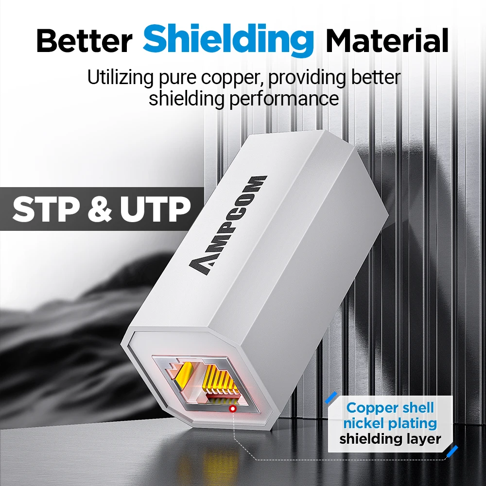 AMPCOM RJ45 Connector 8P8C Female extender LAN connector Adapter inline Cat7/Cat6/Cat5e Ethernet Cable