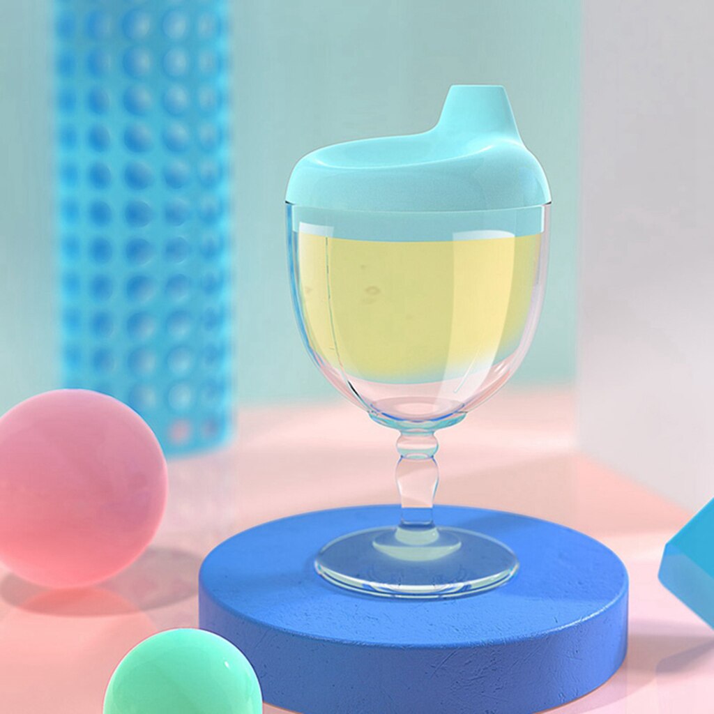 Taza de leche para el desayuno para niños, vaso para la alimentación de agua con forma de copa y botella de lactancia a prueba de fugas de 150ml