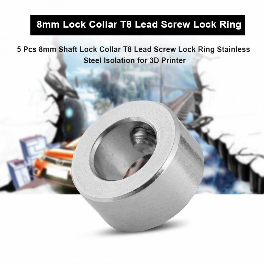 Zilver 5 Pcs 8Mm As Lock Kraag T8 Lood Schroef Lock Ring Rvs Isolatie Voor 3D Printer