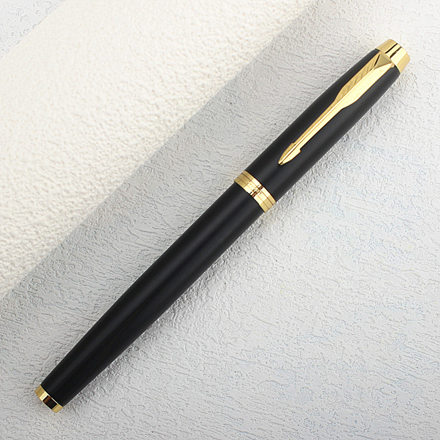 Metal Fountain Pen Black/ Red Luxury Pens 0.7mm Nib Writing Ink Pens Stationery Business Office School Supplies: YELLOW