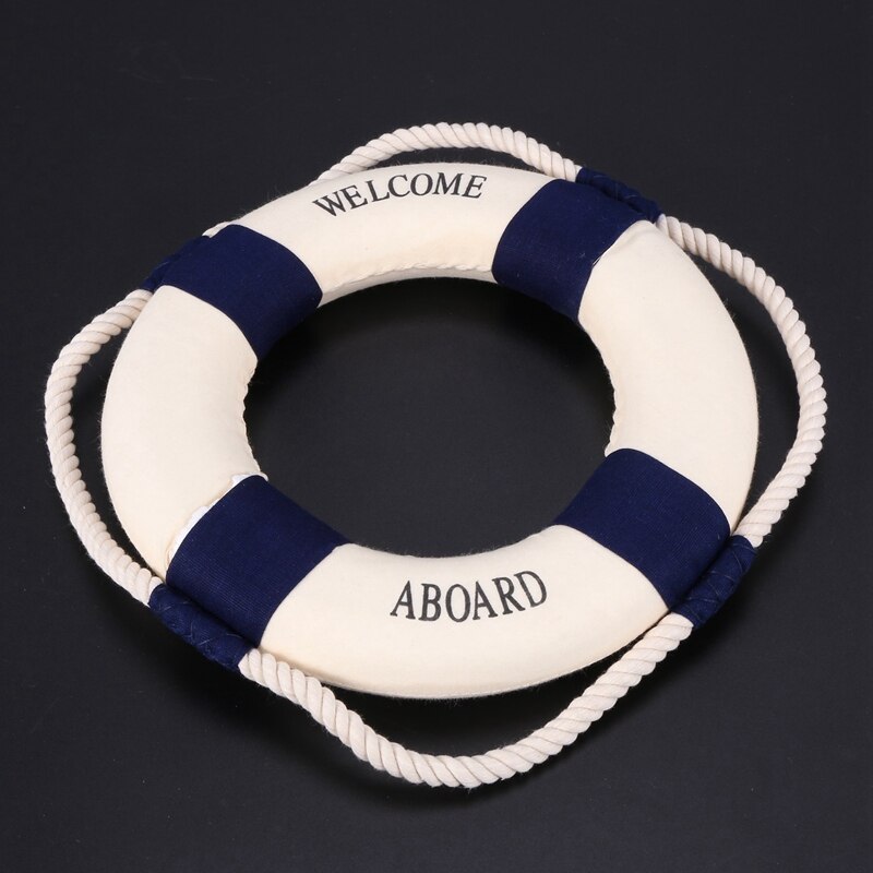 2X Decorative Welcome Aboard Nautical Lifebuoy Ring Wall Hanging Home Decoration (Blue, 20cm)
