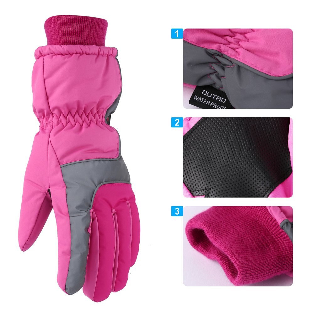 OUTAD-guantes de esquí para nieve para mujer, resistentes al viento y al agua, transpirables, suaves, cálidos, para escalada de montaña