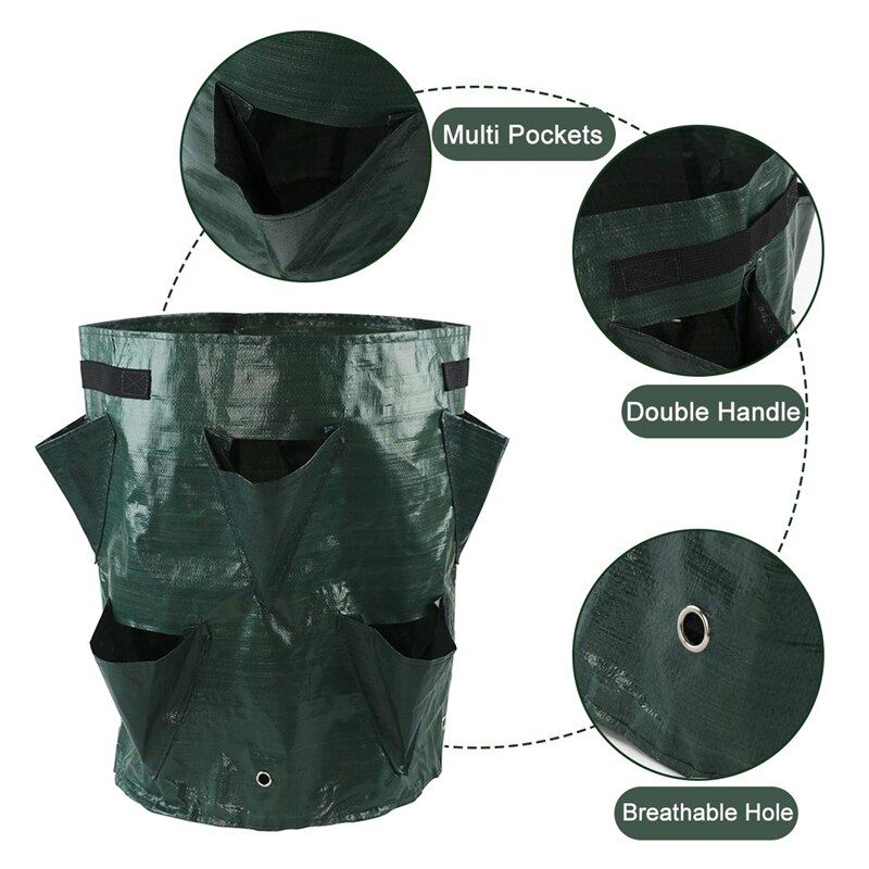 3Pcs Hanging Strawberry Plant Grow Bag 5/7/10 Gallon Garden Flower Vegetable Planting Pots