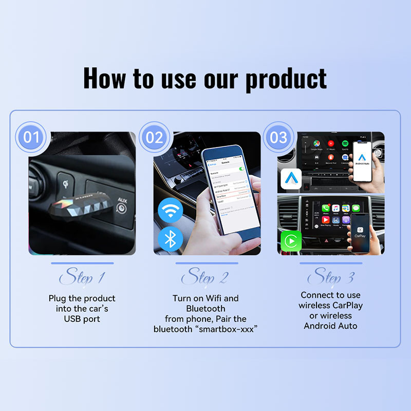 XUDA 2 em 1 sem fio CarPlay AI Mini Box Android Auto Box Plug & Play Conexão automática compatível com 99% de carros para rádio de carro