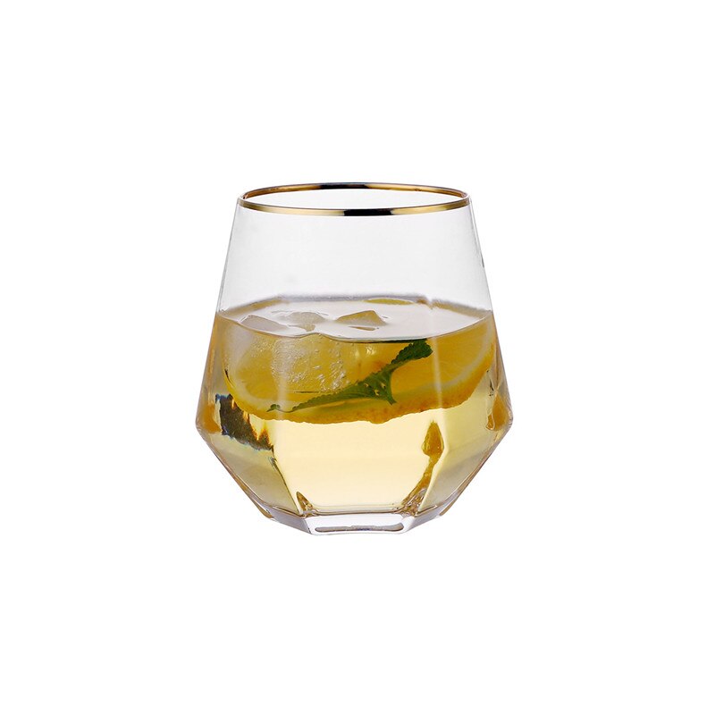 Jo life geometri whiskyglas diamant gyllene kant transparent kristall tumlare glas kopp kaffe mjölk te mugg