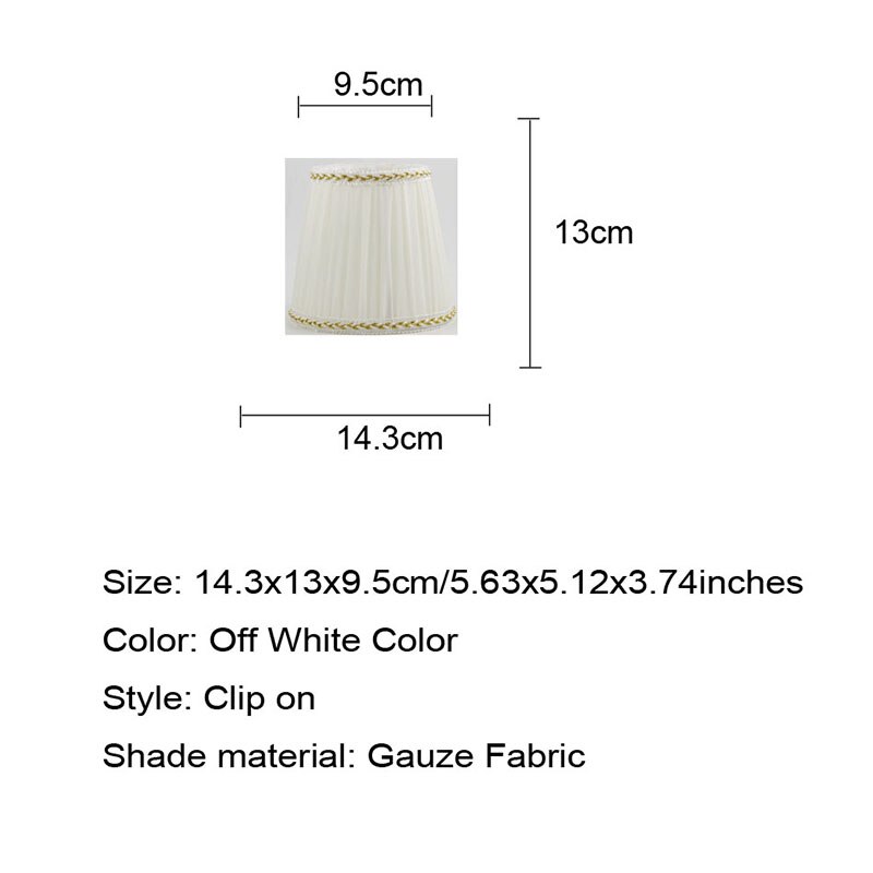 DIA 13.5 cm/5.31 pouces Relaxdays lampe, couleur blanche moderne gaze tissu abat-jour pour lampe, abat-jour mural japonais, Clip sur