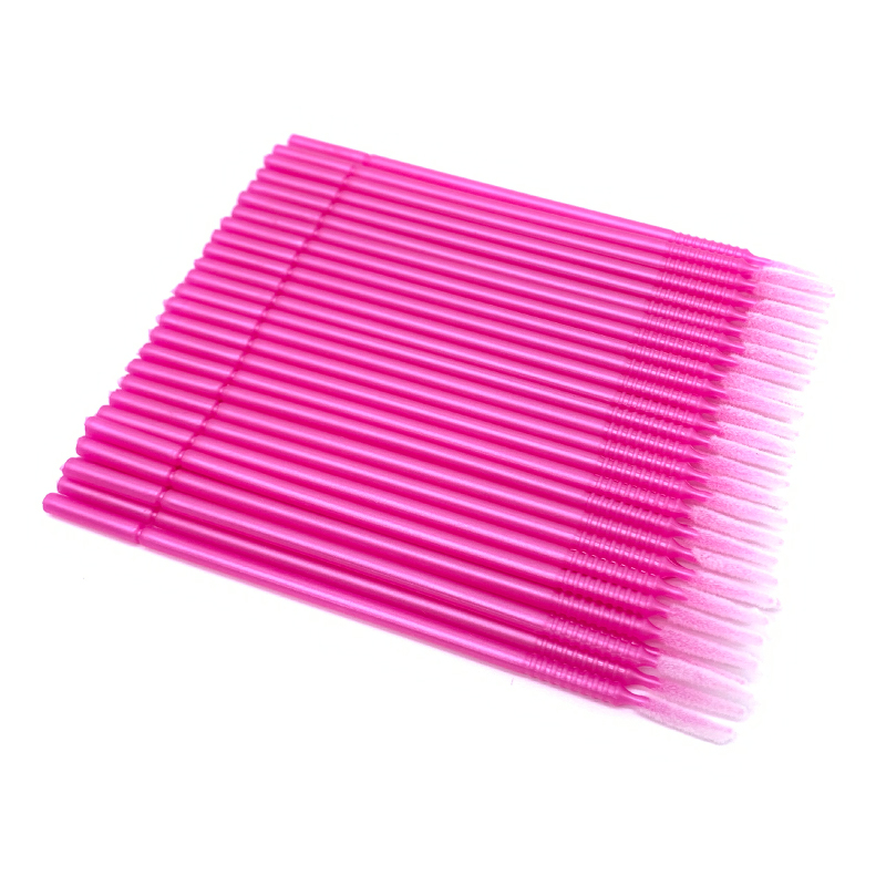 100 Uds microcepillos flexibles aplicadores de microcepillos desechables extensiones de pestañas cepillo de limpieza de pegamento para extensión de pestañas: Morado