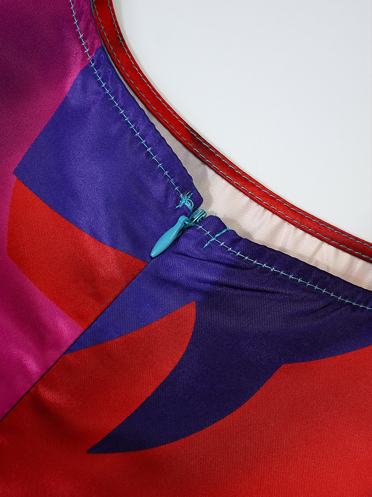 Grote maten damesjurk Mouwloos geplooid A-lijn Feestavond Maxi-jurken Bloemenprint Casual Vintage jurk met ronde hals