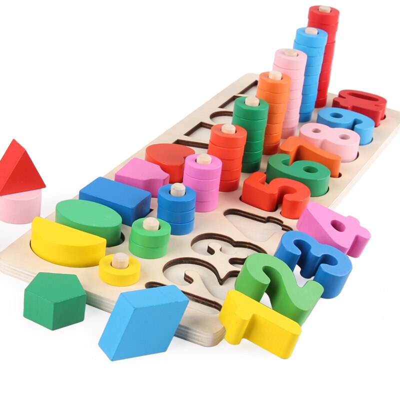 Children Wooden Materials Learning To Count Numbers Matching Digital Shape Match Early Education Teaching Mathematics