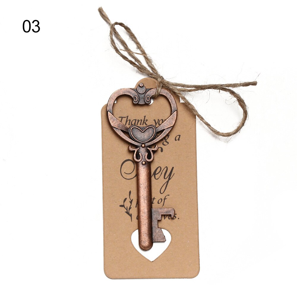1PC Retro Key Shaped Bottle Opener Wine Keychain Souvenir Card Label Pendant Beer Opener Wedding Party Kitchen Accessories: type2-3