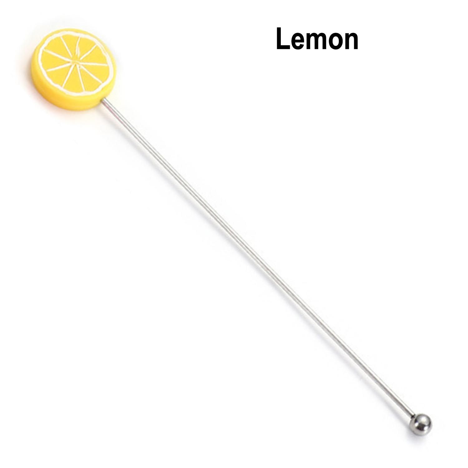 Cocktail Drink Stirring Sticks Straw Wine Glass Bar Swizzle Mixing Sticks Mixer Muddler for Restaurant Bar Party Cafe Bar Tools: lemon