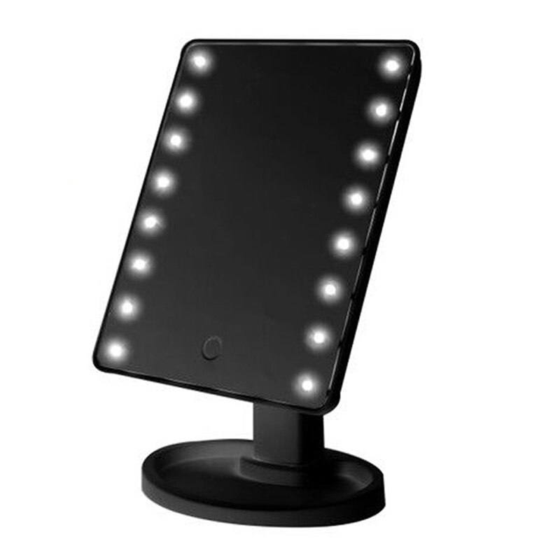 Large Lighted Makeup Mirror, Makeup Vanity Mirror with 22 LED Lights , Press Screen Dimmable 360°Rotation, Black Battery