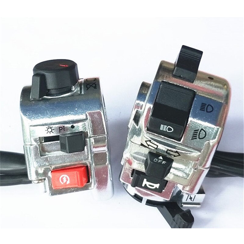 Silver aluminium motorcykel kontroll universal 22mm motocross controller multifunktion metall motorcykel switch moto tillbehör: Ett par