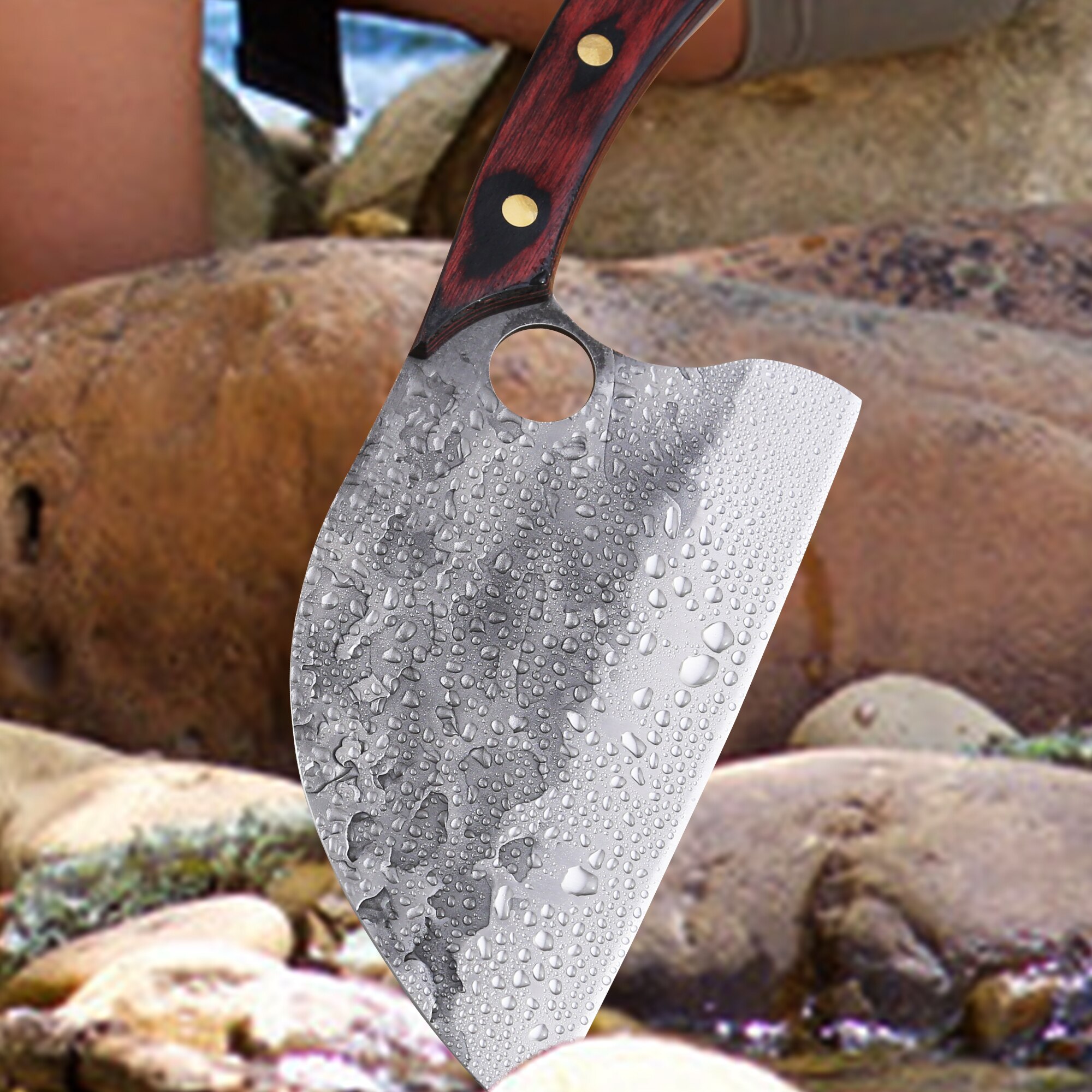 XYj-cuchillo de carnicero Tang completo de 7 pulgadas, cuchillo afilado de acero inoxidable, mango de madera, herramientas de accesorios de cocina, caja de