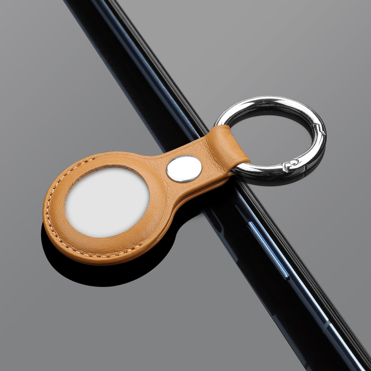 Mptionx Airtag Case Cover Basic Lederen Met Key Ring Ontworpen Voor Airtag Case Accessoires )