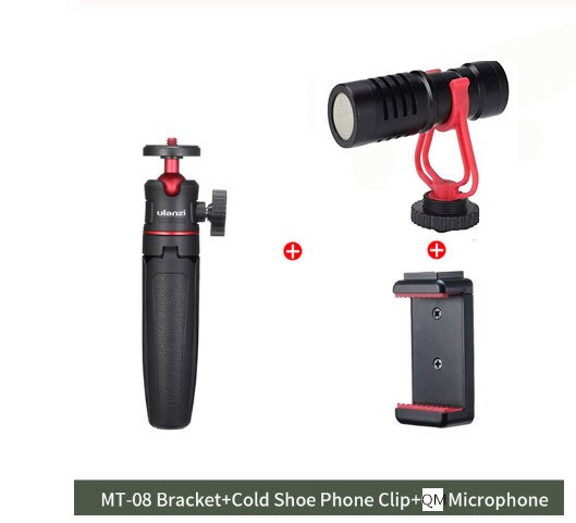 Ulanzi Vlog Kit Mini Tripod Vlog Tripod Cold Shoe Phone Mount Holder for Microphone LED Light for Camera Sony A6400 A6300: MT-08BK-ST-07-QM