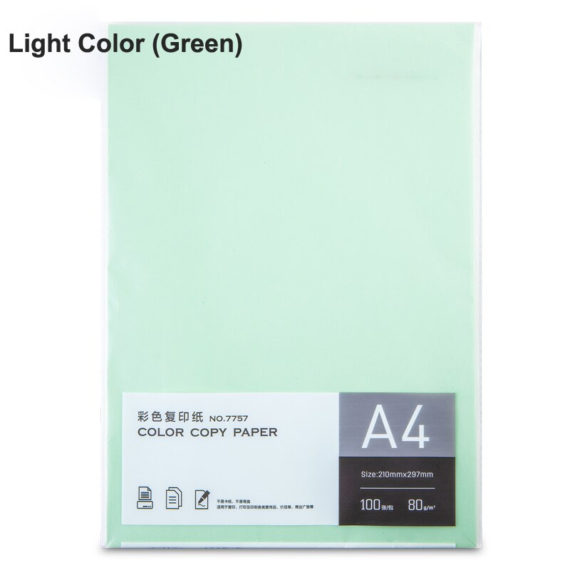 7757/ 7758 Color Copy Paper A4 80g 100 Sheets Kids Handmade Paper Double Sided Colored Paper School Office Supply: Light Green7757