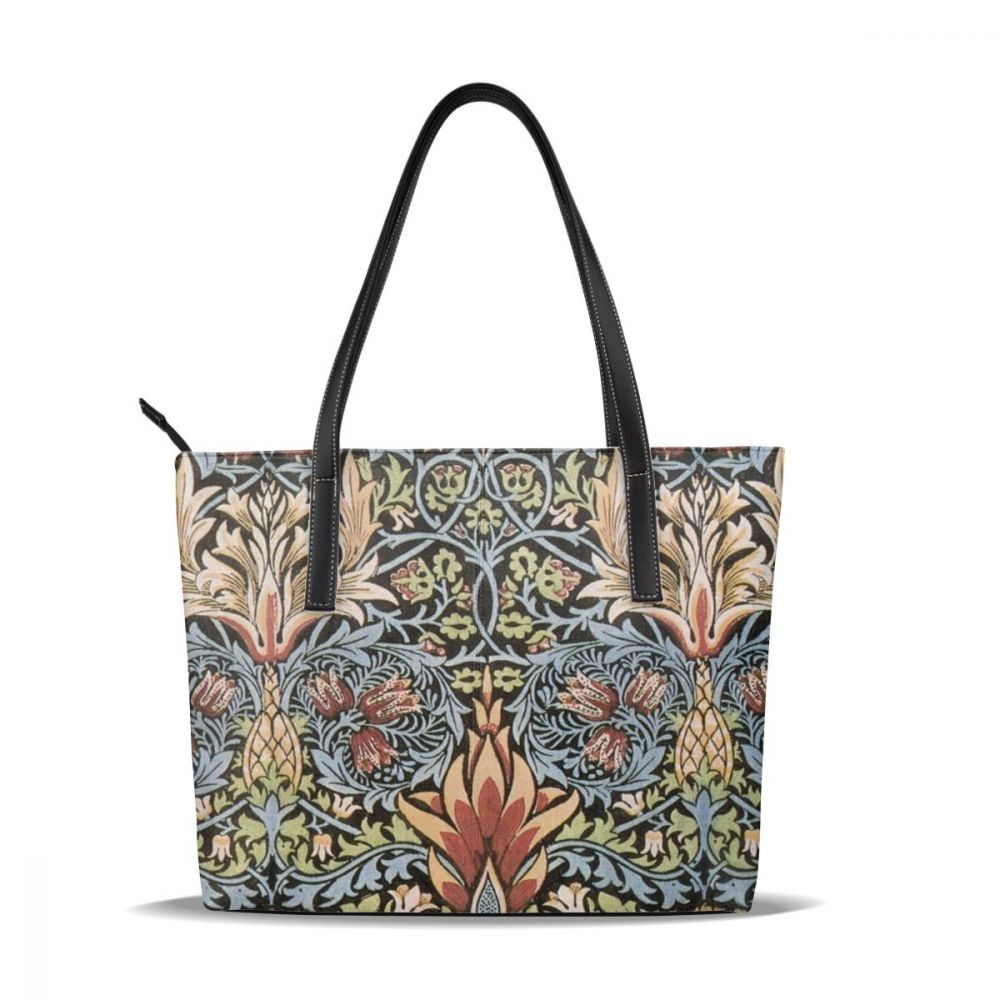 William morris stoffen handtas william morris stoffen handtassen met handgreep, print brede leren tas dames handtassen: Behang van w