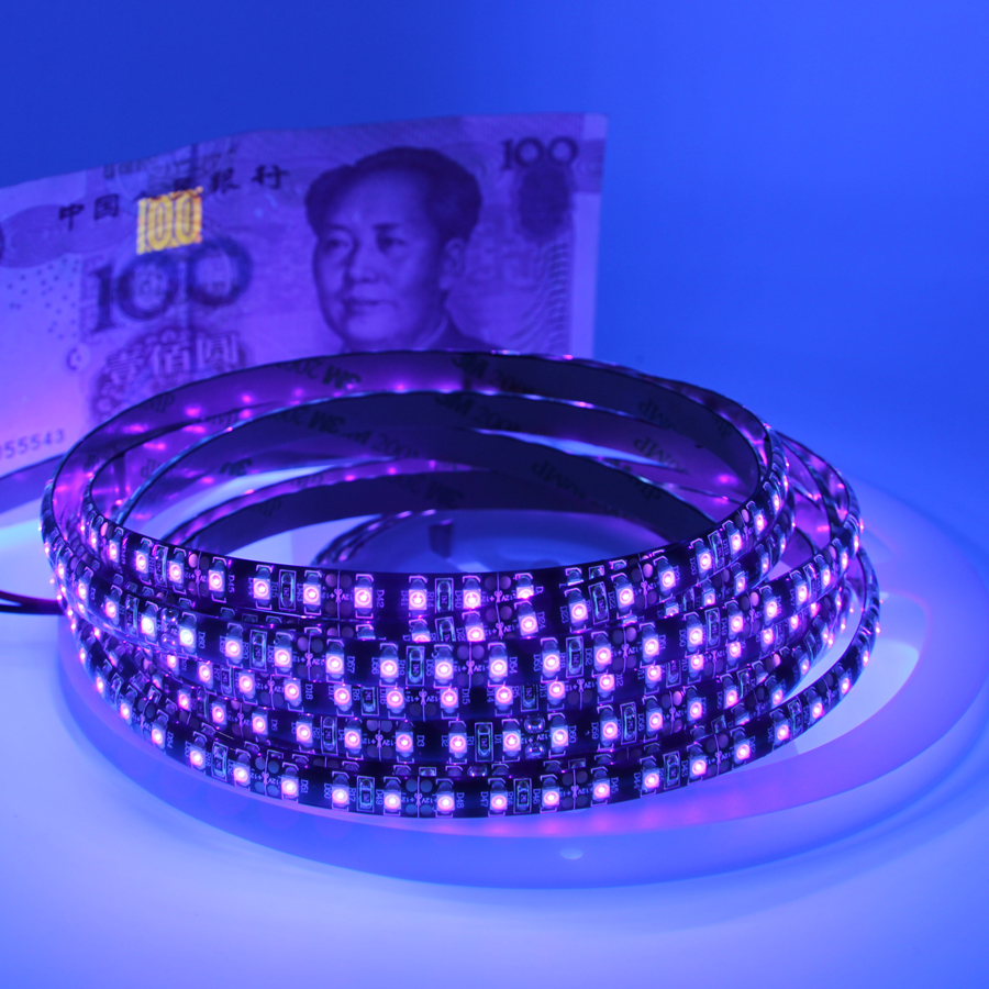 1m 5m Ultraviolet Zwart licht SMD 3528 120 leds/m UV Led Strip zwart licht LED Lint paars Flexibele lamp + 12V power adapter