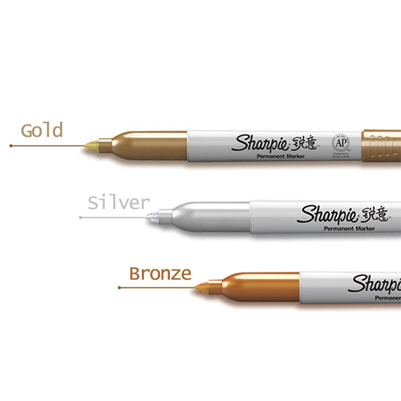 Marcador de Metal Sharpie 39100 aceitoso, marcador de firma, resaltador, plata, oro y cobre, 1 ud.