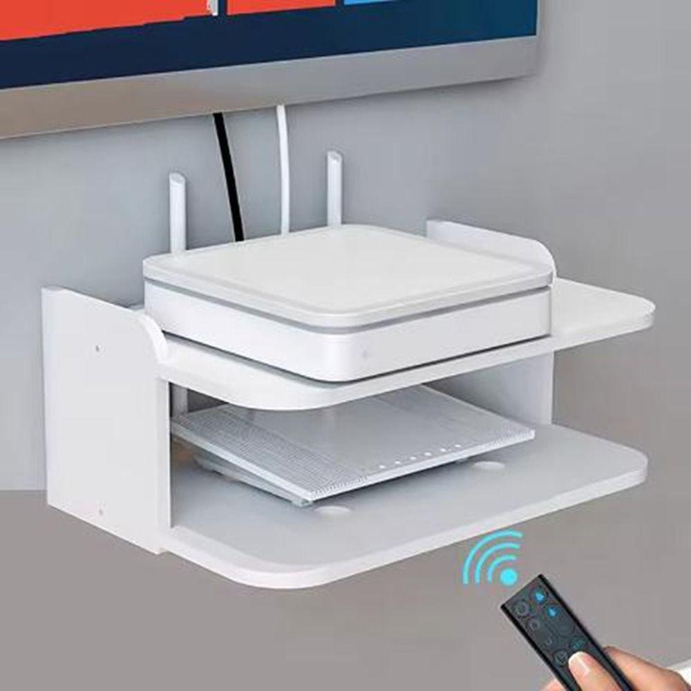 Wandmontiertes Router-Regal aus Kunststoff, 2/3 Schichten, Stark belastbar, 2-lagiges Wandregal, platzsparender WLAN-Router-Aufbewahrungshalter