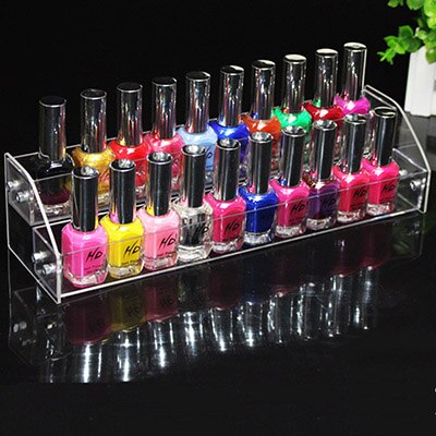 Meerlaags helder acryl nagellakrek, sieradenstandaard, bureaustandaard, lippenstift, parfumhouder, nagellak displayplank: 2 lagen