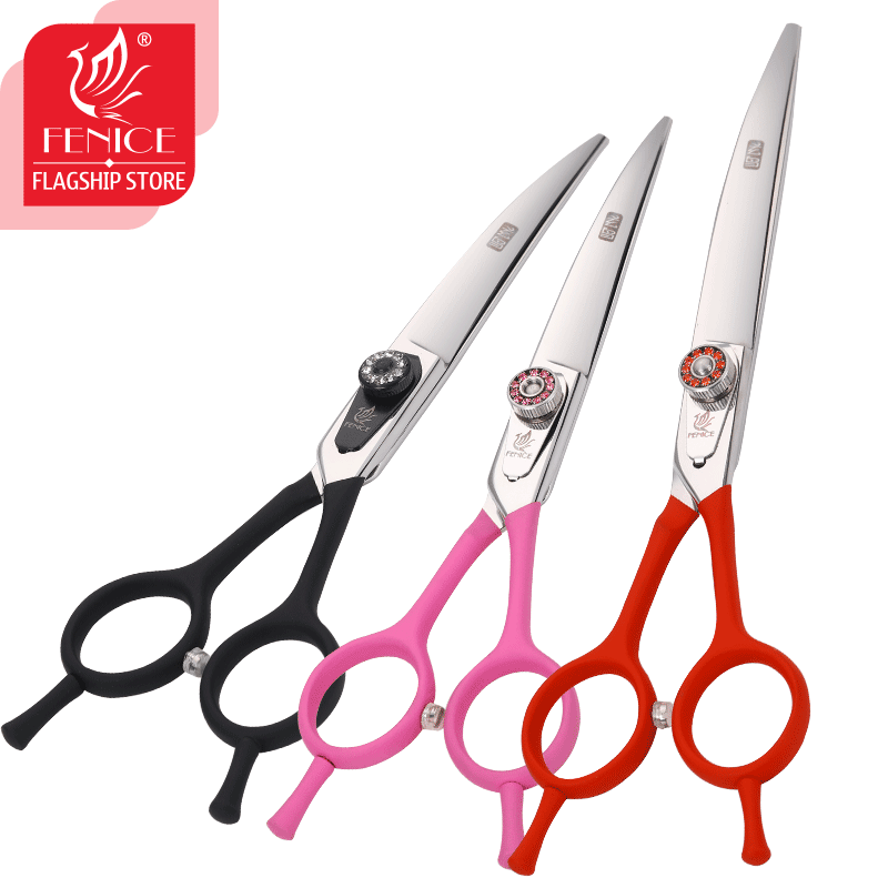Fenice, tijeras para perros de 6,5/7 pulgadas, en tijeras de peluquería canina, tijeras curvas de corte, tijeras