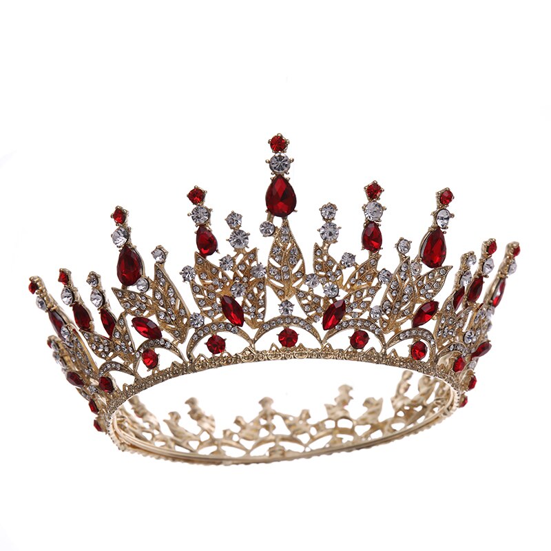 Diadema barroca Vintage con diamantes de imitación para mujer, Tiaras y coronas, accesorios para el cabello para novia y boda, joyería, tocados: Red